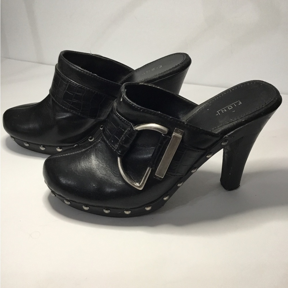 Fioni Women’s Slip on Mules Studded Faux Leather Size 7 1/2W